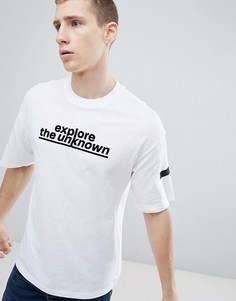 Футболка с заниженной линией плеч и принтом Jack &amp; Jones - Белый