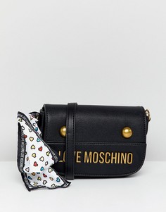Сумка на плечо с заклепками и логотипом Love Moschino - Черный