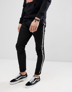 Черные брюки скинни с лентами по боками ASOS DESIGN - Черный