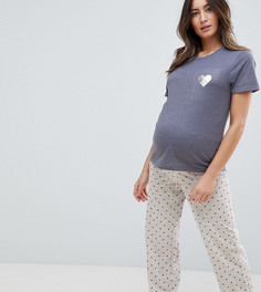 Пижама с принтом сердец New Look Maternity - Синий