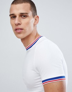 Белая обтягивающая футболка с контрастной окантовкой ASOS DESIGN - Белый