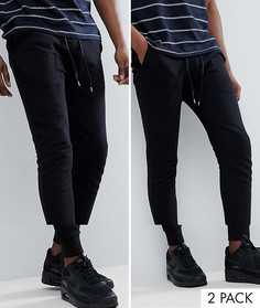 2 пары черных джоггеров (облегающие/супероблегающие) ASOS DESIGN - Скидка - Мульти