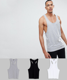 3 майки со спиной-борцовкой ASOS DESIGN Tall - СКИДКА - Мульти