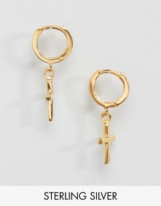 Серебряные позолоченные серьги-кольца ASOS DESIGN - Серебряный