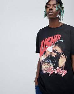 Свободная футболка с принтом Usher ASOS DESIGN - Черный