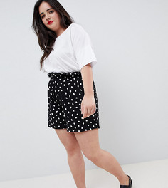 Шорты-кюлоты в горошек с присборенной талией ASOS DESIGN Curve - Черный