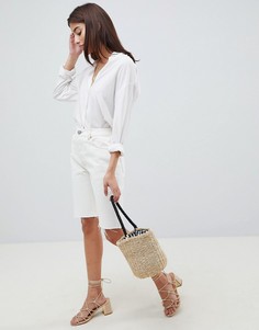 Белые длинные джинсовые шорты с завышенной талией ASOS DESIGN - Белый