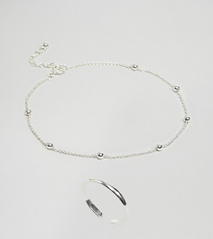 Серебряный набор из 2 предметов (браслет и кольцо на ногу) ASOS DESIGN - Серебряный
