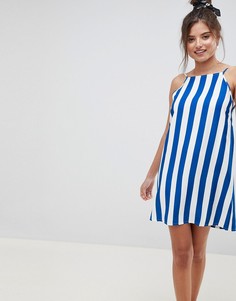 Сарафан в полоску на бретельках с глубоким вырезом на спине ASOS DESIGN - Мульти