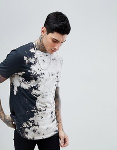 Свободная длинная футболка с выбеленным эффектом ASOS DESIGN - Черный