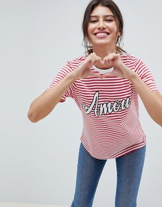 Футболка в полоску с принтом amour ASOS DESIGN - Мульти