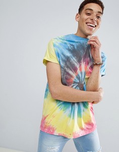 Удлиненная футболка с ярким принтом тай-дай ASOS DESIGN - Мульти