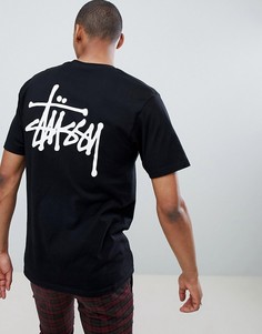 Черная футболка с принтом Stussy - Черный