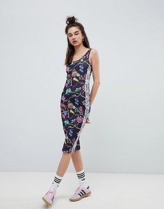 Платье с цветочным принтом Adidas Originals - Черный