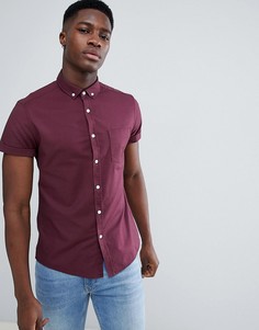 Бордовая облегающая оксфордская рубашка ASOS DESIGN - Красный