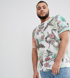 Свободная футболка с принтом цветов и насекомых ASOS DESIGN Plus - Мульти