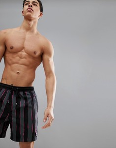 Черно-розовые пляжные шорты длиной 17 дюймов в полоску Quiksilver Mad Wax Volley - Черный
