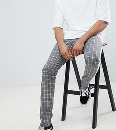 Серые брюки слим в клетку с полосками по бокам ASOS DESIGN Tall - Серый