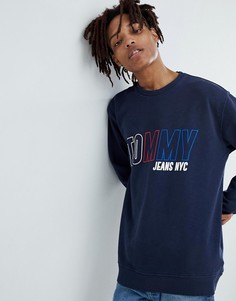 Темно-синий свитшот с круглым вырезом и логотипом Tommy Jeans - Темно-синий