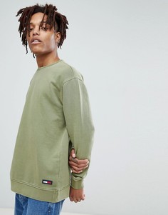 Зеленый оверсайз-свитшот с круглым вырезом и логотипом Tommy Jeans - Зеленый