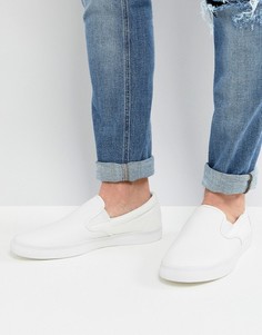 Белые кожаные кеды-слипоны Fred Perry Underspin - Белый