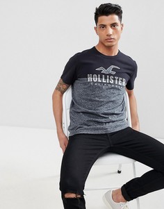 Черно-серая футболка колор блок с логотипом Hollister - Черный