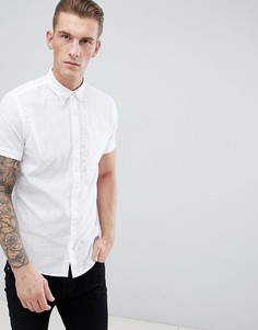 Рубашка из ткани с добавлением льна с короткими рукавами Produkt - Белый