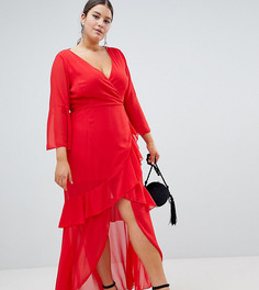 Шифоновое платье макси с оборками Boohoo Plus - Красный