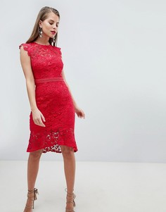 Кружевное платье миди Lipsy - Розовый