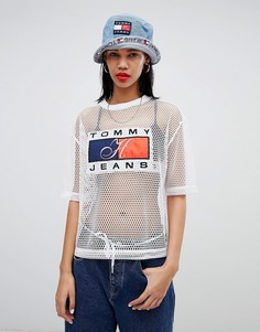 Сетчатая футболка в стиле 90-х с логотипом Tommy Jean Capsule 5.0 - Белый