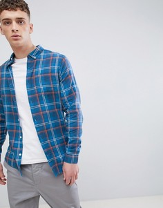 Рубашка классического кроя в сине-оранжевую клетку River Island - Синий