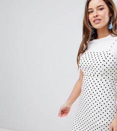 Платье мини на бретелях в горошек с квадратным вырезом ASOS DESIGN Petite - Мульти