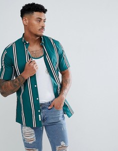 Приталенная рубашка в зеленую полоску River Island - Зеленый