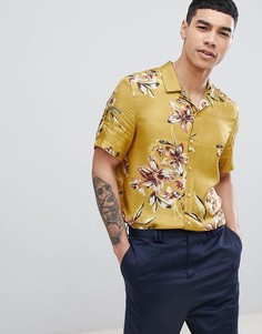 Рубашка горчичного цвета с цветочным принтом и отложным воротником River Island - Желтый