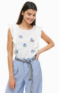 Хлопковая блуза с вышивкой Tom Tailor Denim