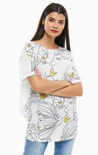 Хлопковая футболка оверсайз с принтом Desigual