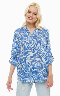 Синяя приталенная рубашка с растительным принтом Mustang