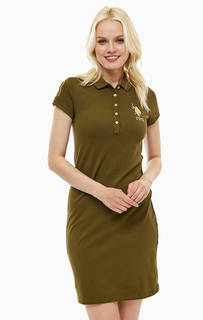 Хлопковое платье средней длины с короткими рукавами U.S. Polo Assn.