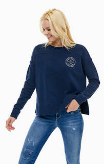 Синий хлопковый свитшот оверсайз Mustang