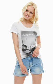 Серая хлопковая футболка с круглым вырезом Mustang