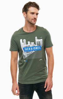 Хлопковая футболка с принтом Jack & Jones