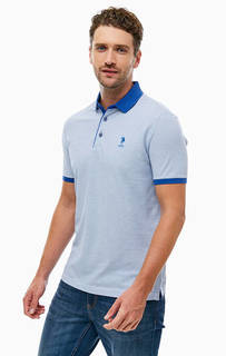 Синяя хлопковая футболка поло в полоску U.S. Polo Assn.