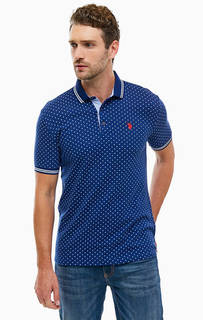 Синяя хлопковая футболка поло с короткими рукавами U.S. Polo Assn.