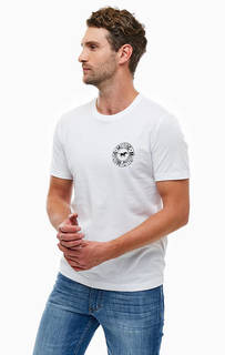 Белая хлопковая футболка с короткими рукавами Mustang