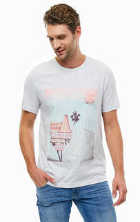 Хлопковая футболка серого цвета Mustang