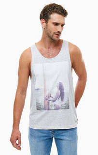 Серая хлопковая майка с принтом Mustang