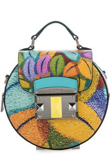 Разноцветная кожаная сумка круглой формы Cromia