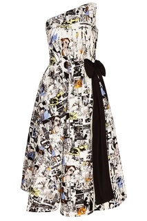 Платье на одно плечо с принтом Prada