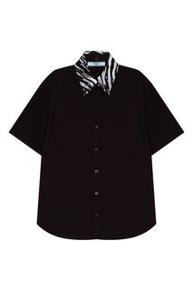 Черная рубашка с декоративным воротником Prada