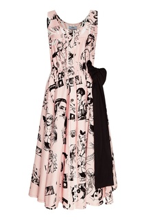 Розовое платье с принтом Prada